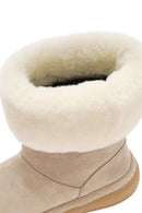 Kadın Bej Kalın Tabanlı Kürk Detaylı Süet Deri Bot | Derimod