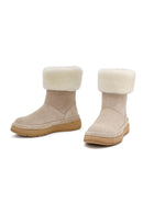 Kadın Bej Kalın Tabanlı Kürk Detaylı Süet Deri Bot | Derimod