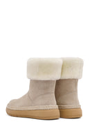 Kadın Bej Kalın Tabanlı Kürk Detaylı Süet Deri Bot | Derimod