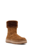 Kadın Taba Kalın Tabanlı Kürk Detaylı Süet Deri Bot | Derimod