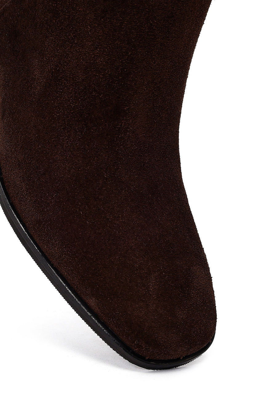 Women's Brown Chunky Heel Suede Leather Boots
