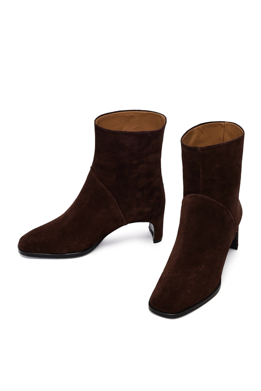 Women's Brown Chunky Heel Suede Leather Boots