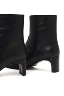Kadın Siyah Kısa Kalın Topuklu Deri Bot | Derimod