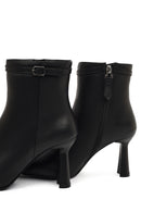 Kadın Siyah Fermuarlı Topuklu Deri Bot | Derimod