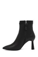 Kadın Siyah Fermuarlı Topuklu Deri Bot | Derimod