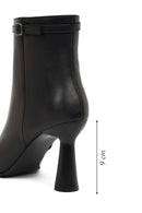 Kadın Siyah Fermuarlı Topuklu Deri Bot | Derimod