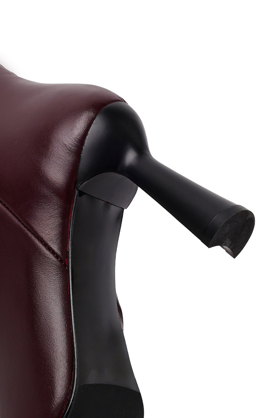 Women's Burgundy Zip-Up Leather Heeled Boots