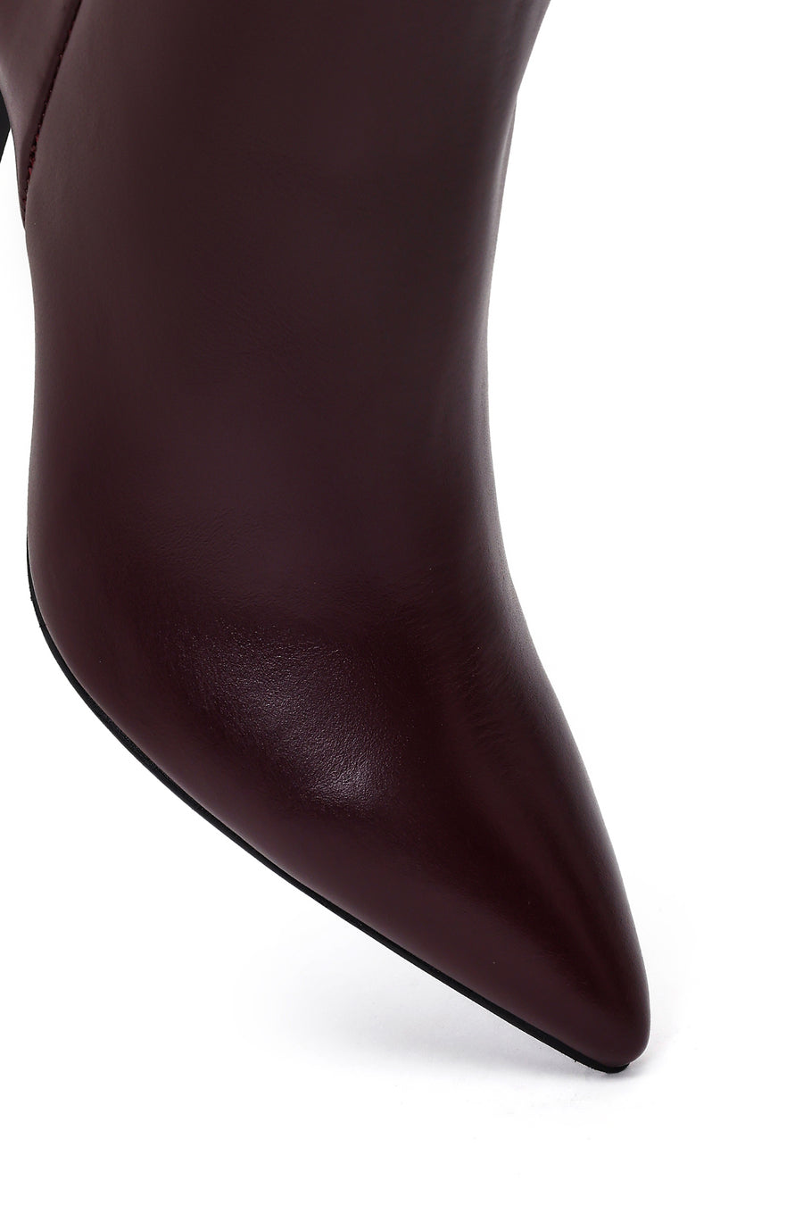 Women's Burgundy Zip-Up Leather Heeled Boots
