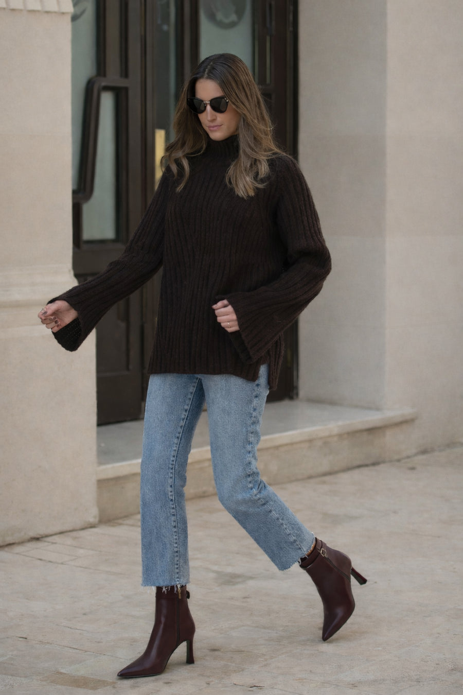 Women's Burgundy Zip-Up Leather Heeled Boots