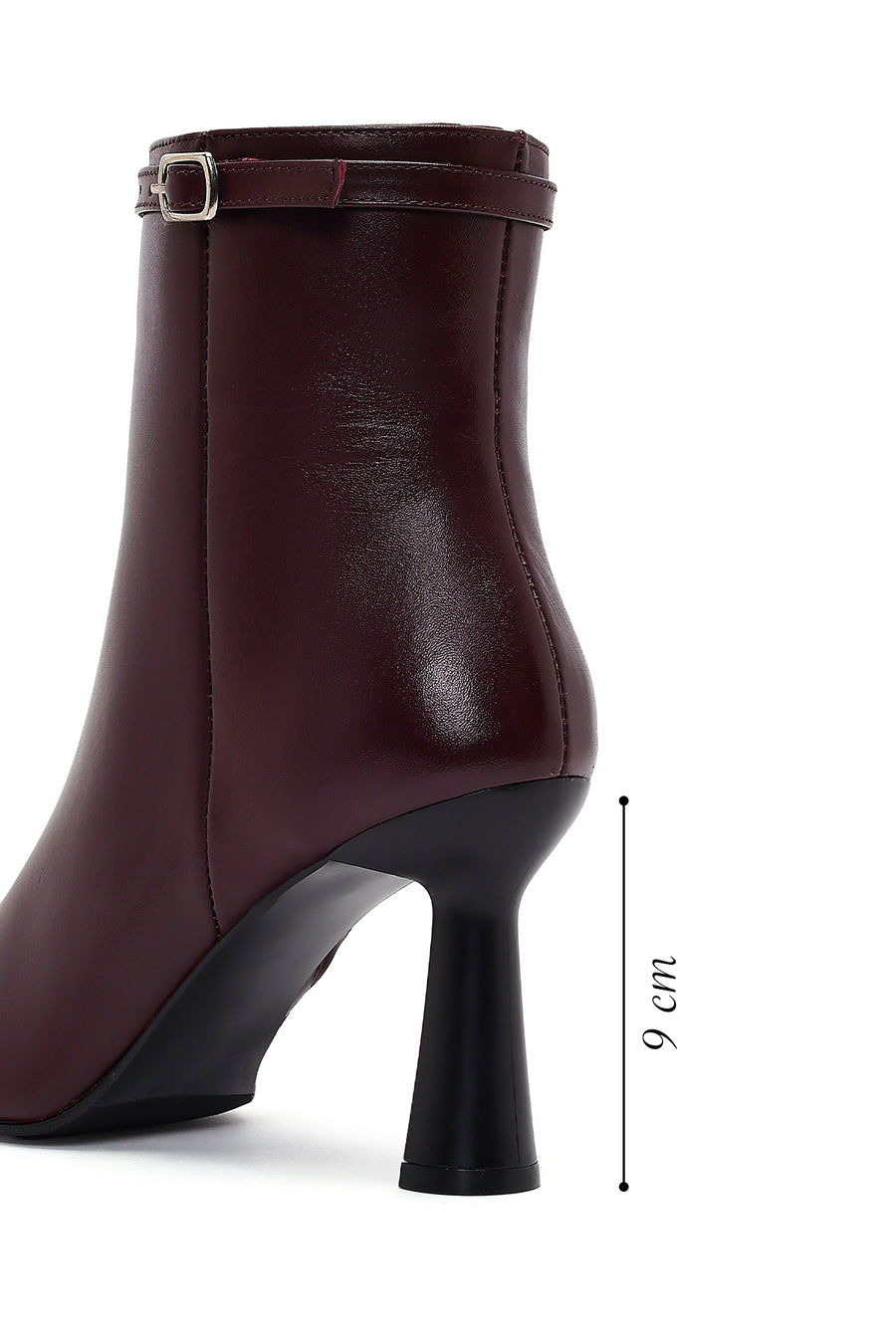 Women's Burgundy Zip-Up Leather Heeled Boots