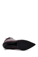 Kadın Bordo Fermuarlı Topuklu Deri Bot | Derimod