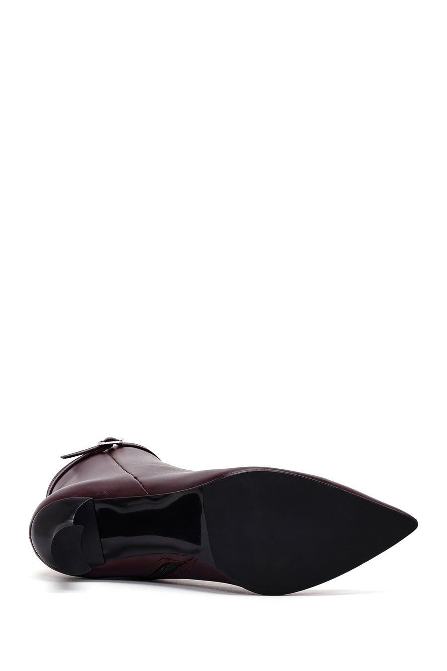 Women's Burgundy Zip-Up Leather Heeled Boots