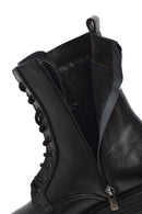 Woman Black Zippered Thick Sole Leather Postal Boots | Derimod