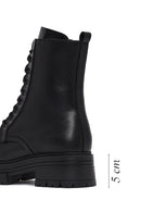 Woman Black Zippered Thick Sole Leather Postal Boots | Derimod