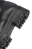 Woman Black Zippered Thick Sole Leather Postal Boots | Derimod