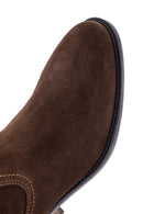 Woman Brown Chunky Heel Suede Leather Cowboy Boots | Derimod