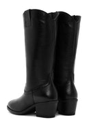 Kadın Siyah Kalın Topuklu Deri Kovboy Çizme | Derimod