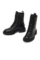 Kadın Siyah Fermuarlı Kalın Tabanlı Deri Bot | Derimod