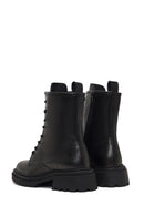 Kadın Siyah Fermuarlı Kalın Tabanlı Deri Bot | Derimod