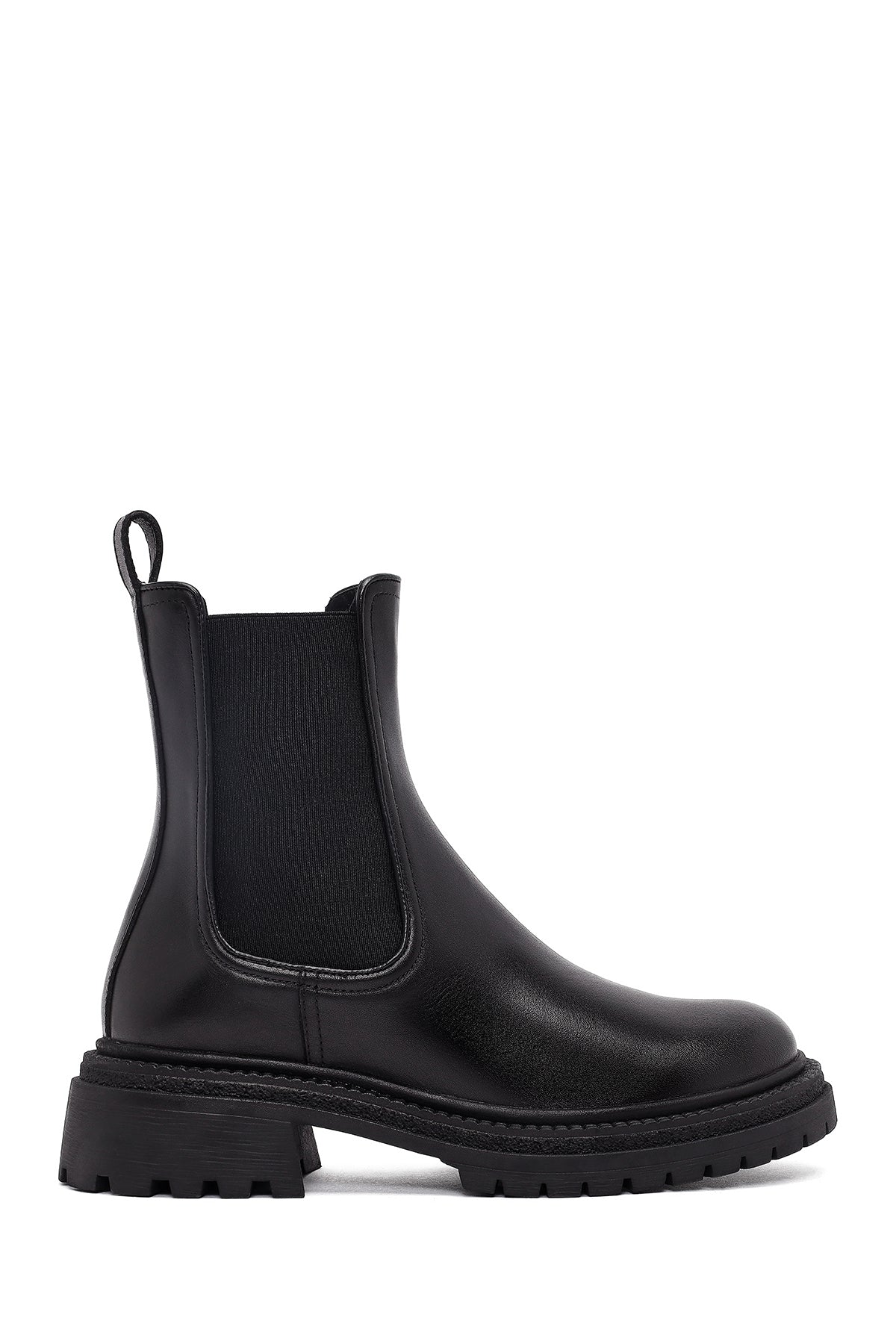 Women's Black Thick-Soled Leather Chelsea Boot 25WFD141018 | Derimod