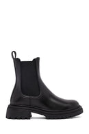 Women's Black Thick-Soled Leather Chelsea Boot | Derimod
