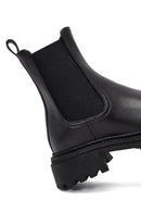 Women's Black Thick-Soled Leather Chelsea Boot | Derimod