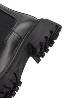 Women's Black Thick-Soled Leather Chelsea Boot | Derimod