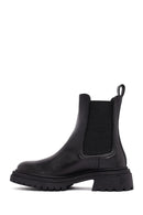Women's Black Thick-Soled Leather Chelsea Boot | Derimod
