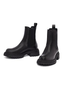 Women's Black Thick-Soled Leather Chelsea Boot | Derimod