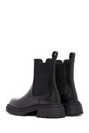 Women's Black Thick-Soled Leather Chelsea Boot | Derimod