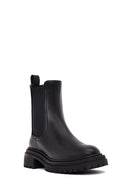 Women's Black Thick-Soled Leather Chelsea Boot | Derimod