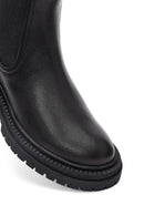 Women's Black Thick-Soled Leather Chelsea Boot | Derimod