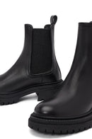 Women's Black Thick-Soled Leather Chelsea Boot | Derimod