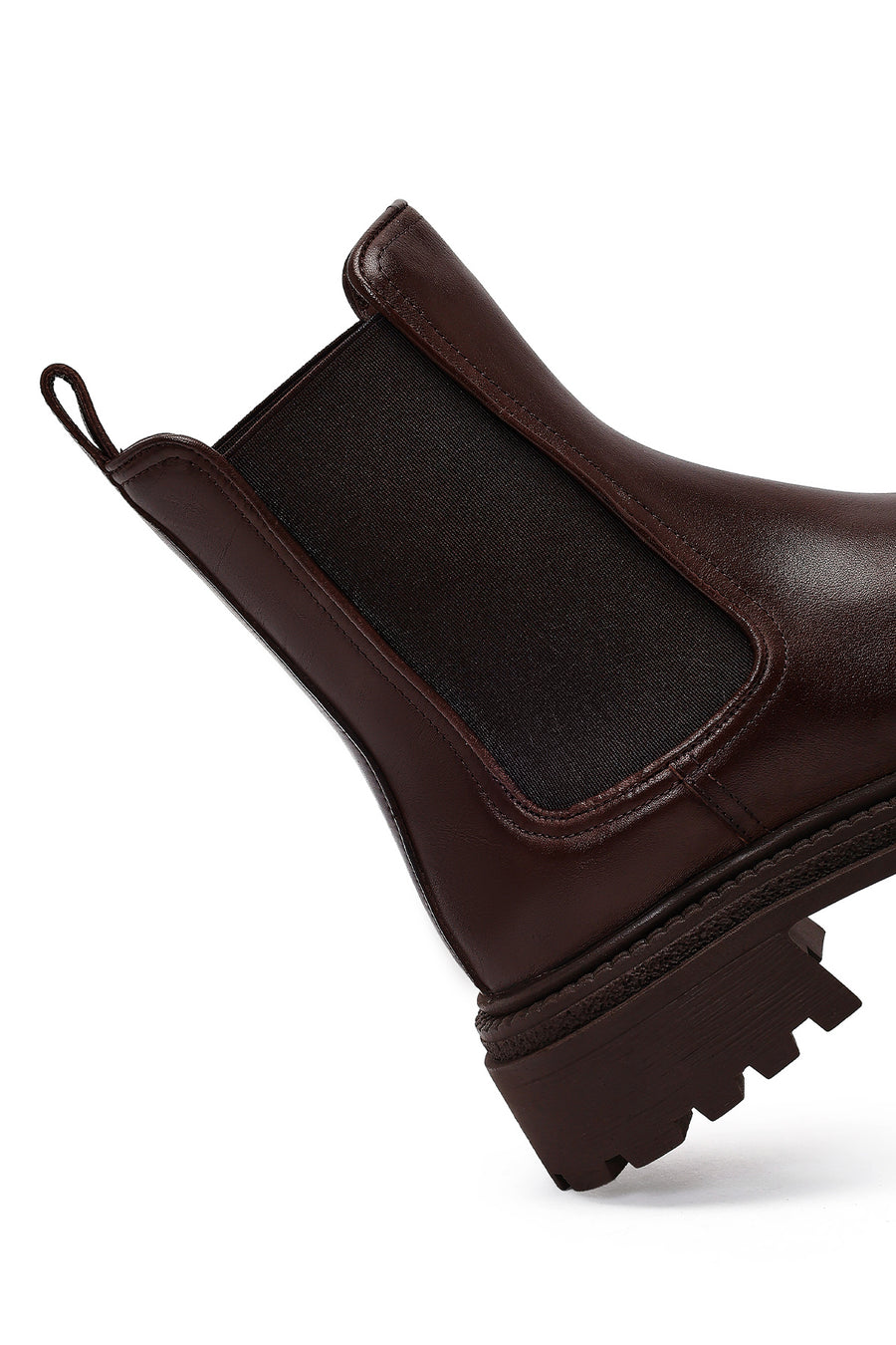 Women's Brown Thick-Soled Leather Chelsea Boot