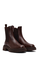 Kadın Kahverengi Kalın Tabanlı Deri Chelsea Bot | Derimod