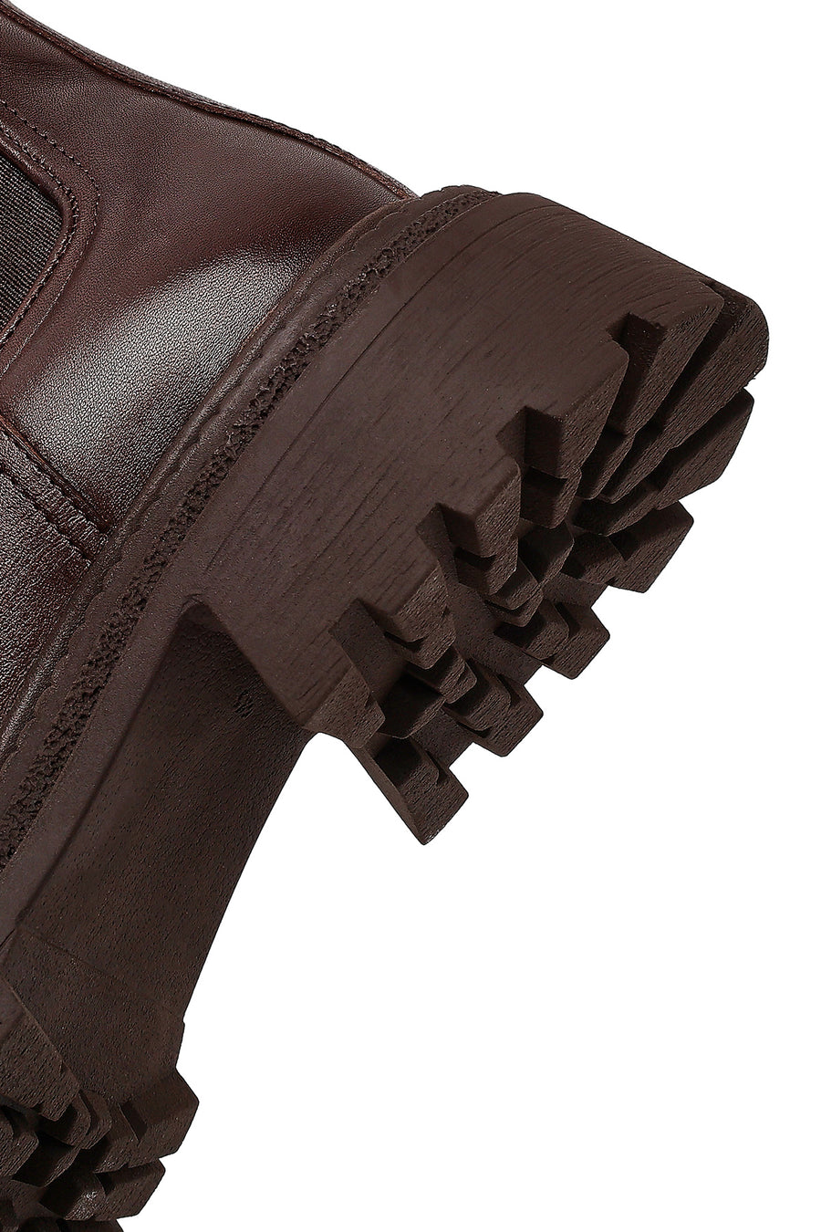 Women's Brown Thick-Soled Leather Chelsea Boot