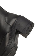 Women's Black Zippered Thick Heeled Leather Ankle Boots | Derimod