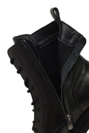 Women's Black Zippered Thick Heeled Leather Ankle Boots | Derimod