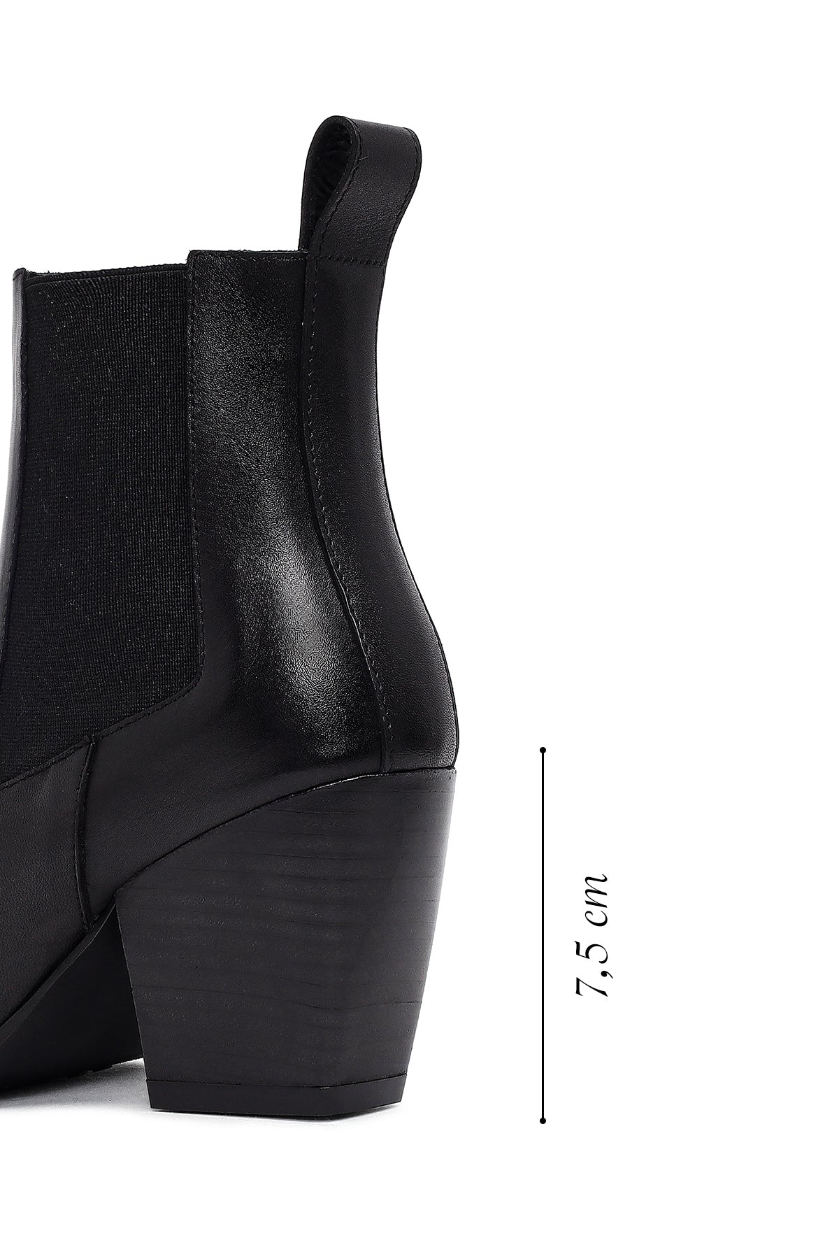 Kadın Siyah Kalın Topuklu Deri Chelsea Bot