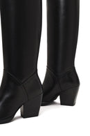 Women's Black Thick Heeled Leather Boot | Derimod