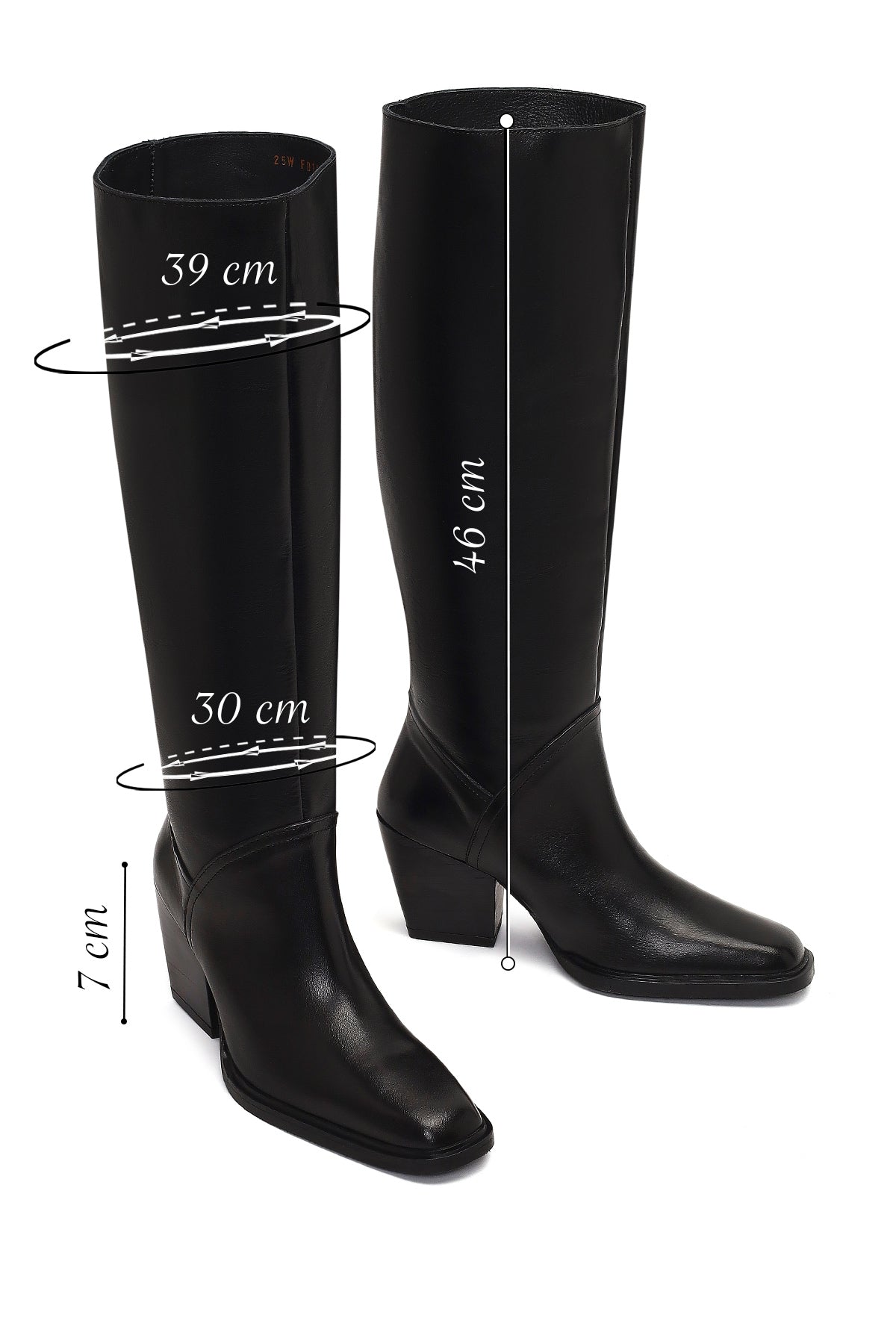 Kadın Siyah Kalın Topuklu Deri Çizme