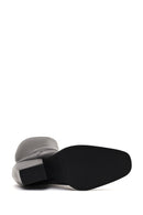 Women's Black Thick Heeled Leather Boot | Derimod