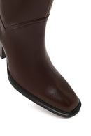 Women's Brown Thick Heeled Leather Boot | Derimod