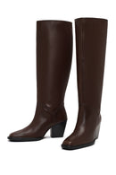 Women's Brown Thick Heeled Leather Boot | Derimod