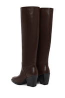 Women's Brown Thick Heeled Leather Boot | Derimod
