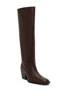 Women's Brown Thick Heeled Leather Boot | Derimod