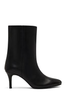 Women's Black Thin Heeled Leather Boot | Derimod