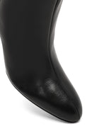 Women's Black Thin Heeled Leather Boot | Derimod