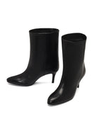 Women's Black Thin Heeled Leather Boot | Derimod