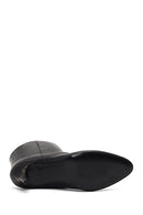 Women's Black Thin Heeled Leather Boot | Derimod